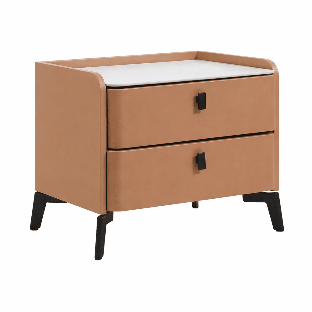 GORMAL | שידת לילה מרופדת, 52/42 ס"מ, עם מגירות ומגש עליון - KUALA