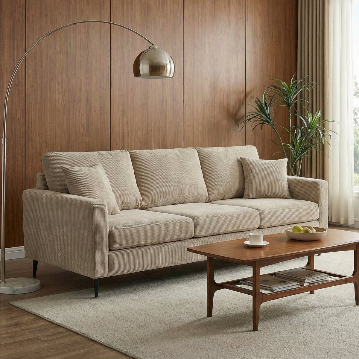 GUDRBOR | ספה תלת מושבית מודרנית מרופדת בבד קורדרוי - KUALA