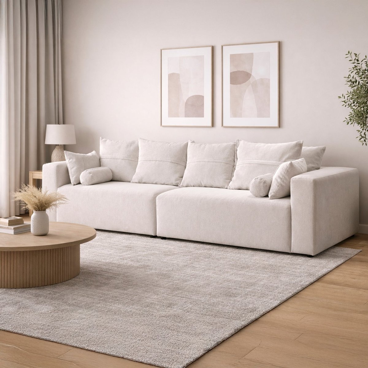 GUDRRI | ספה תלת מושבית מודרנית מרופדת בבד אריג - KUALA