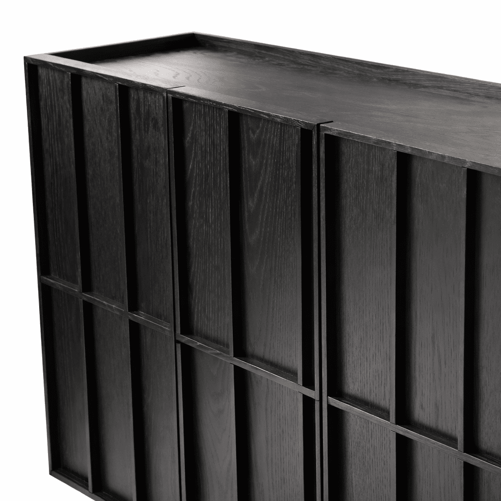 HALVO | קומודה מעץ ומתכת, עם מגירות ומדפים סגורים - KUALA