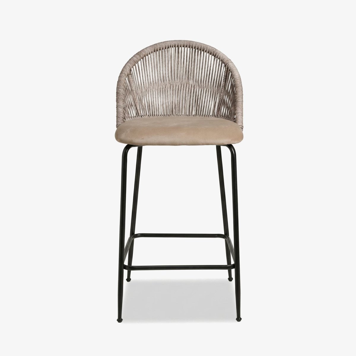 HOLDIN | כיסא בר מרופד בבד קטיפה בשילוב ראטן ורגלי מתכת - KUALA