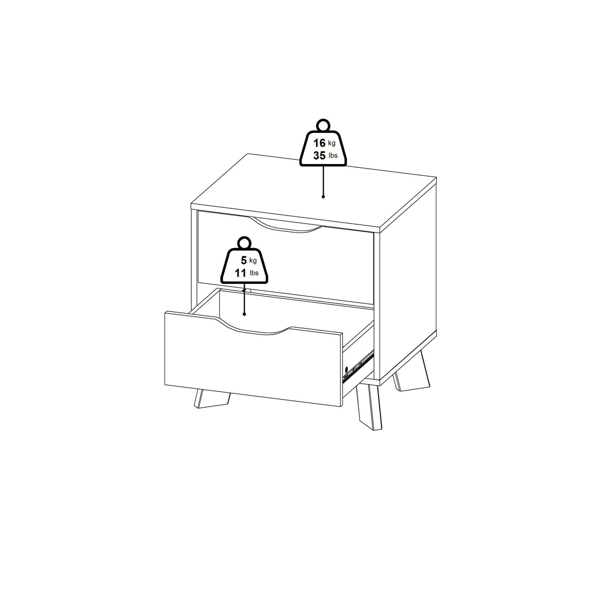HAZED | שידת לילה 50/39 ס"מ, עם 2 מגירות
