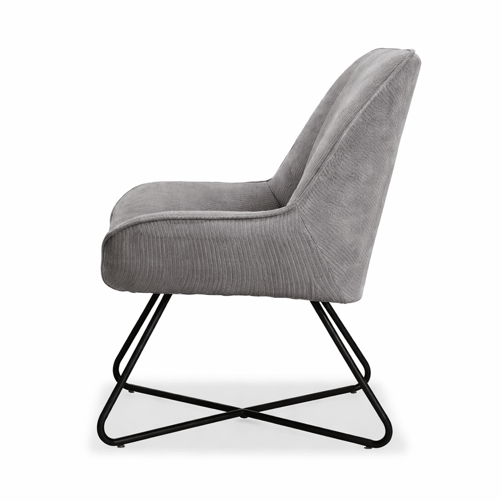 KARIL | כורסא מודרנית מרופדת בבד אריג בשילוב רגלי מתכת - KUALA