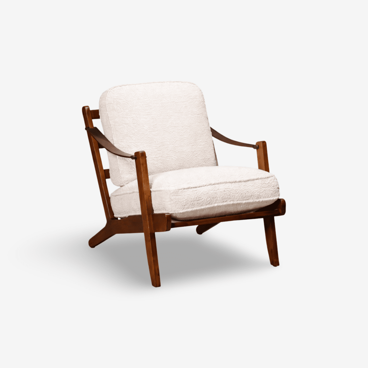 KARINOR | כורסא כפרית מרופדת בבד אריג בשילוב עץ וידיות עור - KUALA