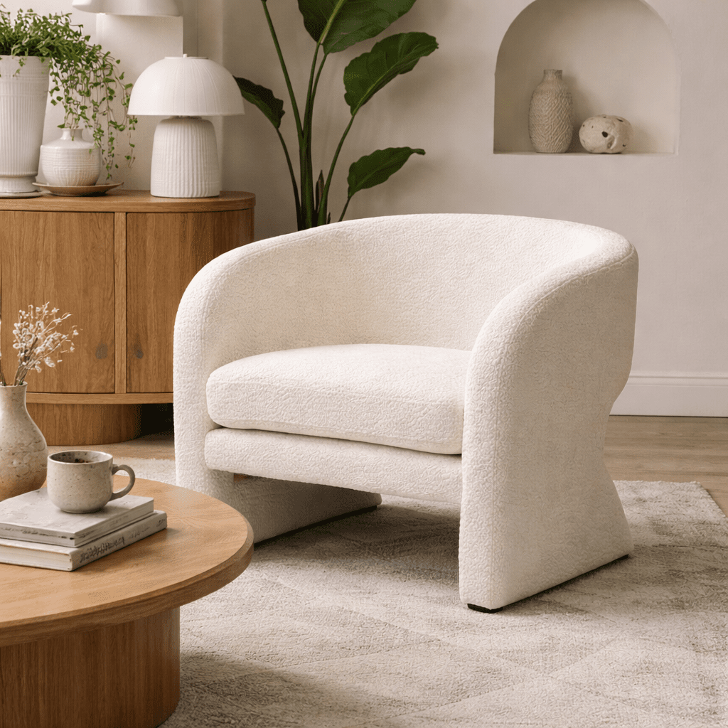 KELD | כורסא מעוגלת מרופדת בבד אריג - KUALA