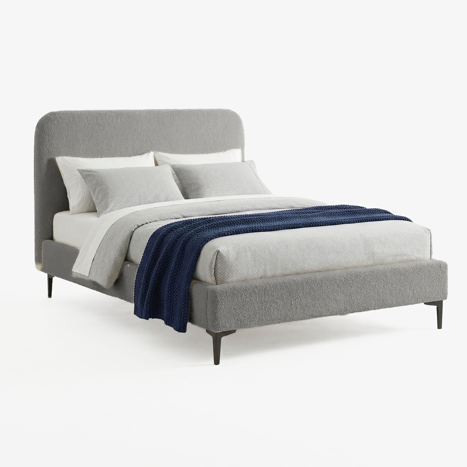 SVENS | מיטה זוגית מרופדת בבד אריג