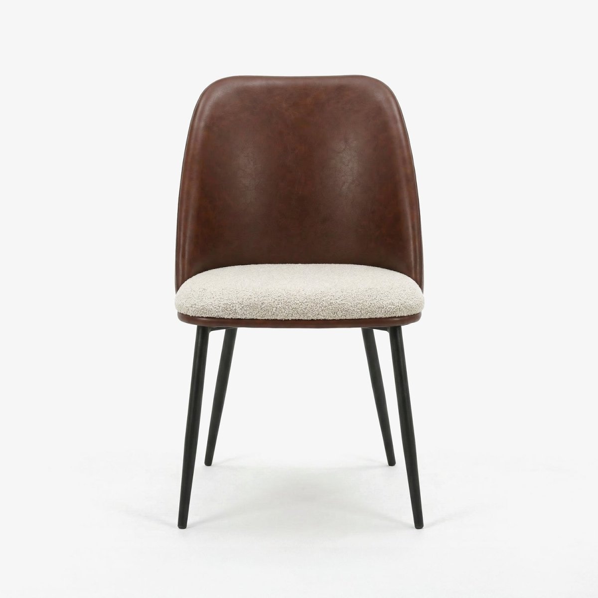 LINNRO | כיסא אוכל מרופד בבד דמוי עור בשילוב בד אריג ומתכת - KUALA