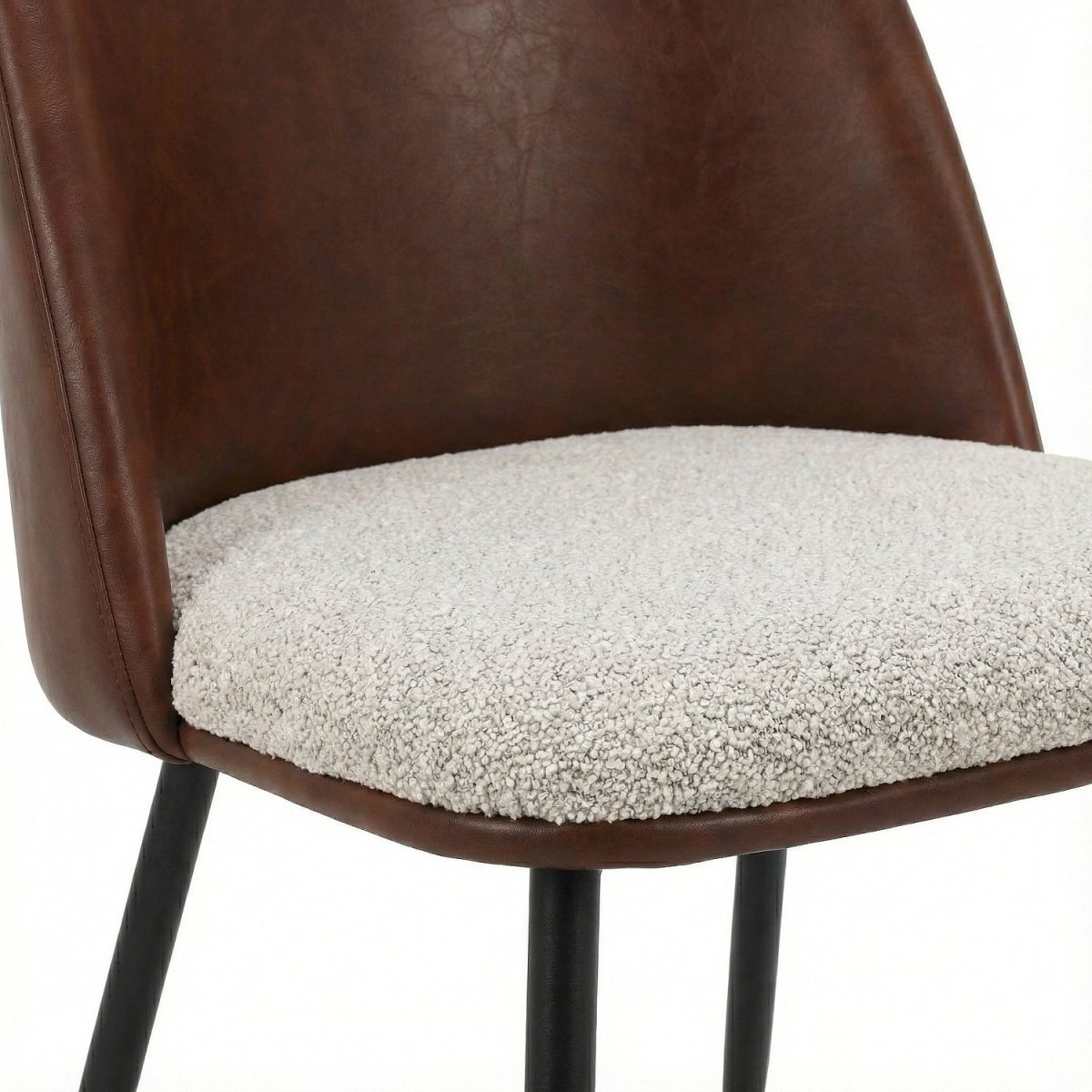 LINNRO | כיסא אוכל מרופד בבד דמוי עור בשילוב בד אריג ומתכת - KUALA