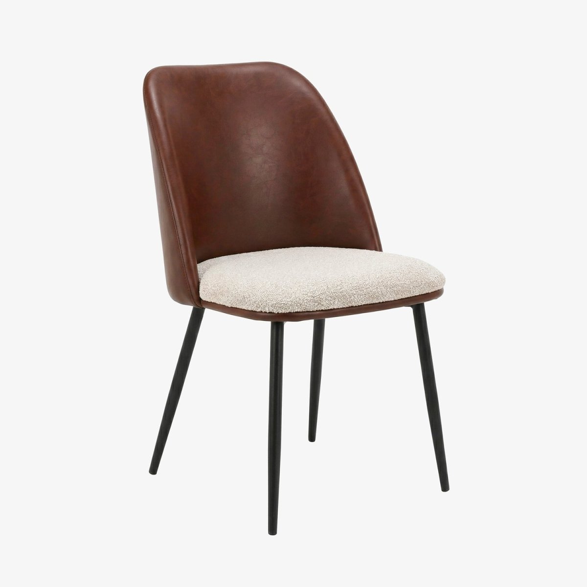 LINNRO | כיסא אוכל מרופד בבד דמוי עור בשילוב בד אריג ומתכת - KUALA