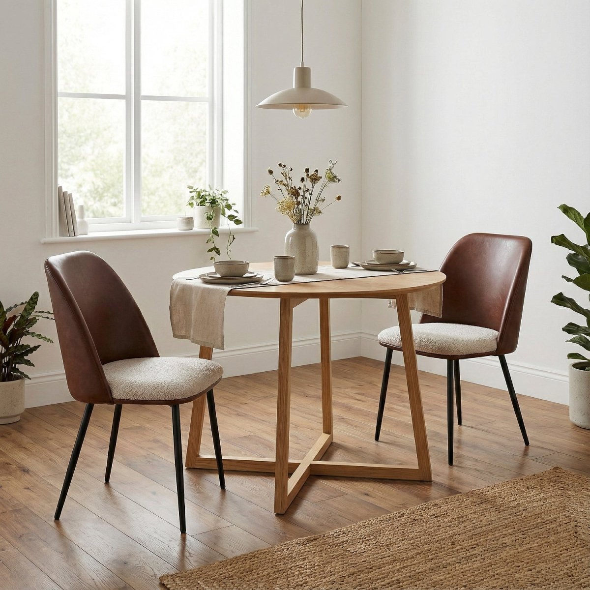 LINNRO | כיסא אוכל מרופד בבד דמוי עור בשילוב בד אריג ומתכת - KUALA