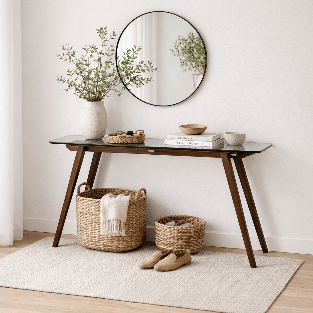 LINNSEN | קונסולה מעץ בשילוב זכוכית, רוחב 137 ס"מ - KUALA