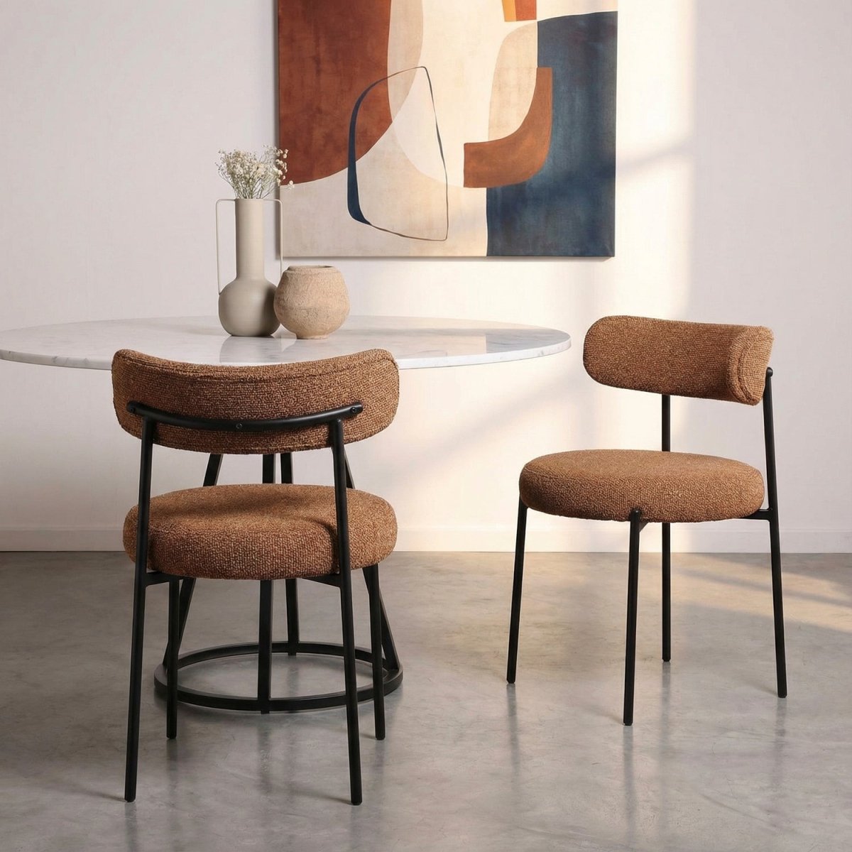 LIVER | כיסא אוכל מרופד בבד אריג בשילוב מתכת - KUALA