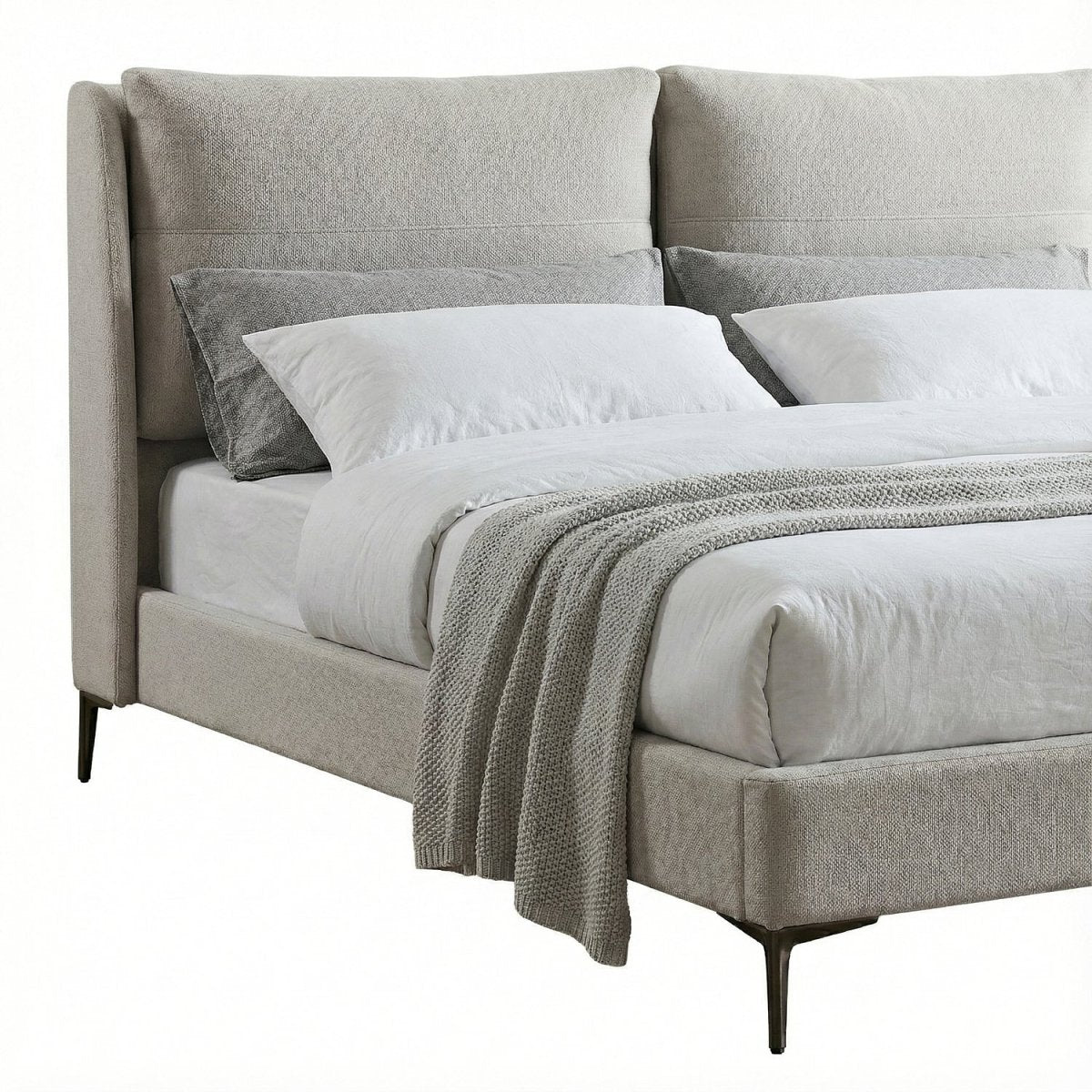 MIKMI | מיטה זוגית מרופדת בבד אריג, 160/200 ס"מ - KUALA