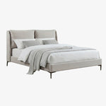 MIKMI | מיטה זוגית מרופדת בבד אריג, 160/200 ס"מ - KUALA