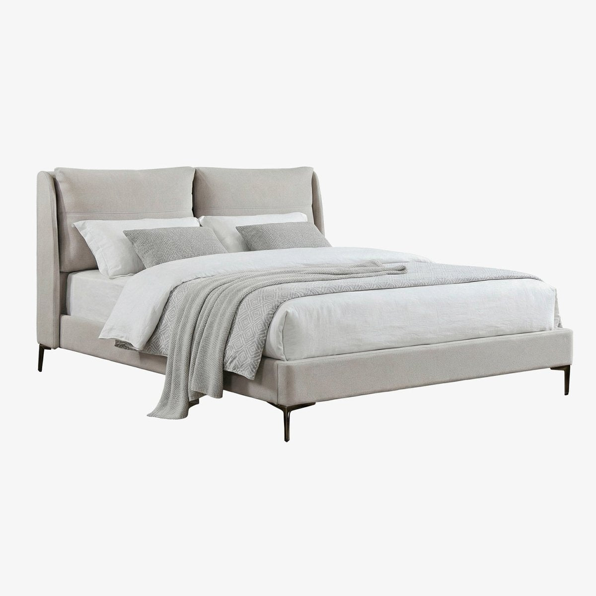 MIKMI | מיטה זוגית מרופדת בבד אריג, 160/200 ס"מ - KUALA