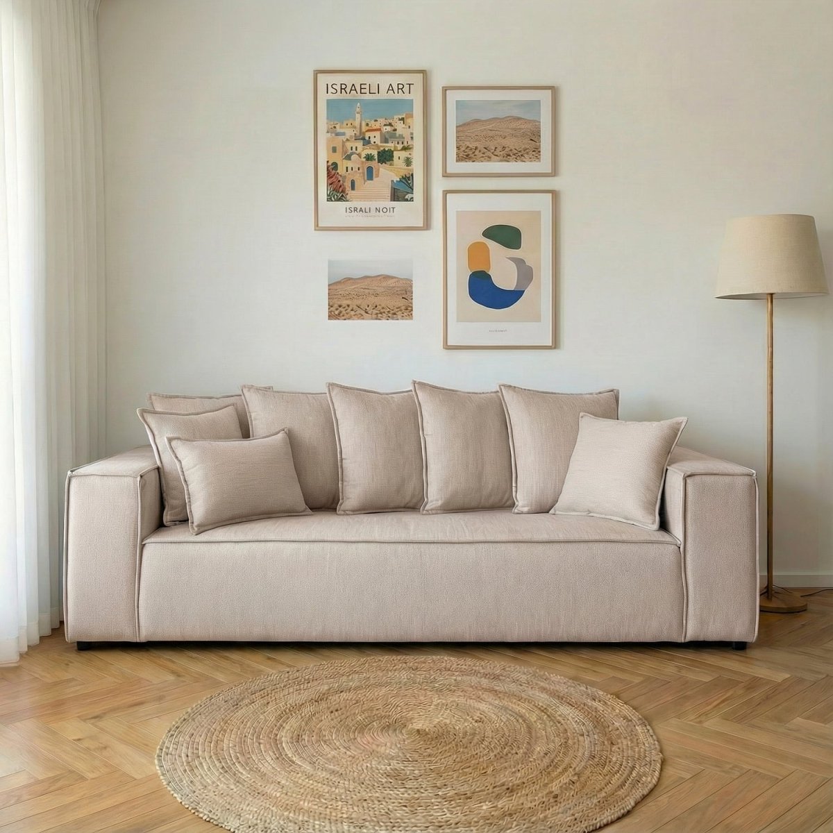 MYROR | ספה תלת מושבית מודרנית מרופדת בבד אריג - KUALA