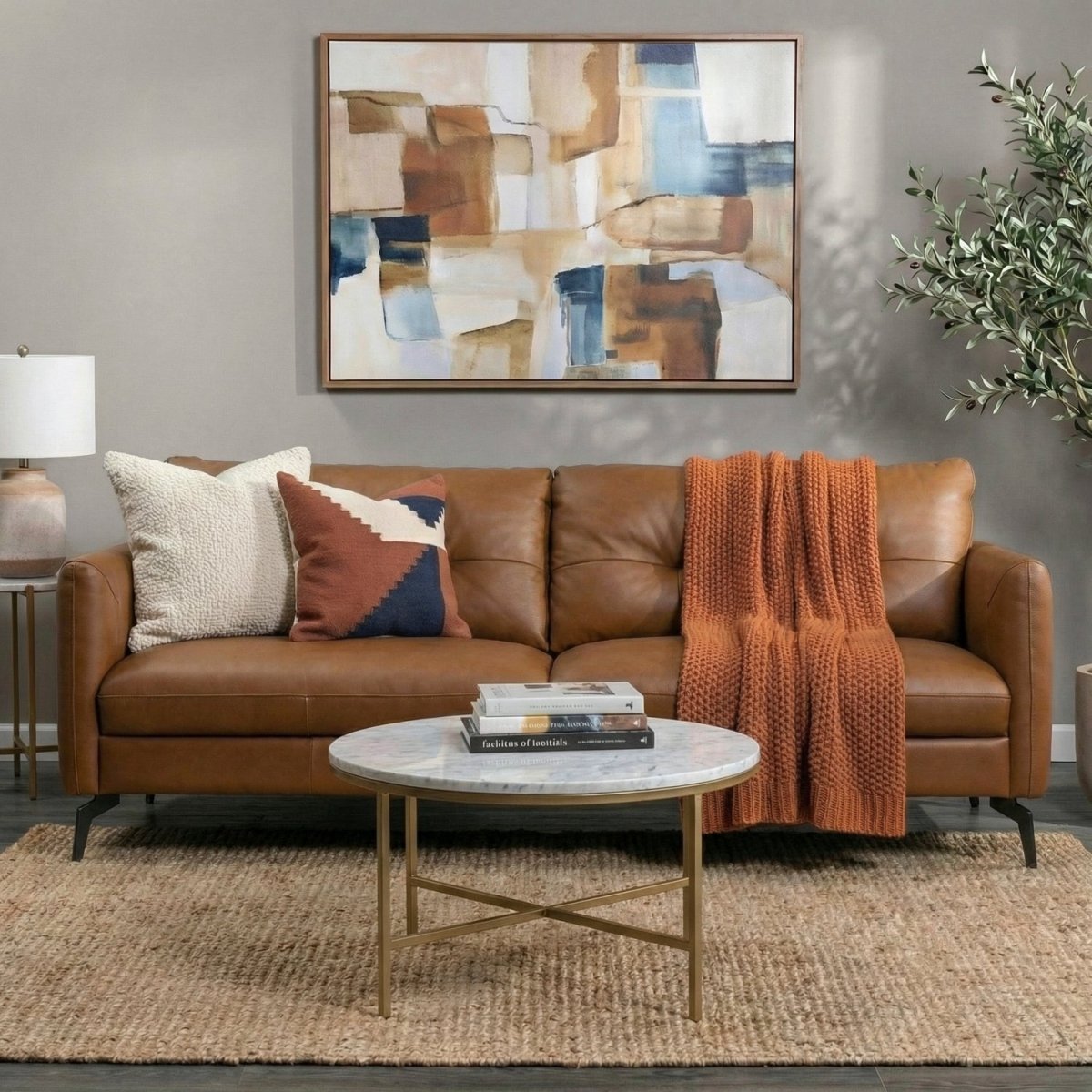 NAVLI | ספה תלת מושבית וינטאג' מרופדת בבד עור - KUALA