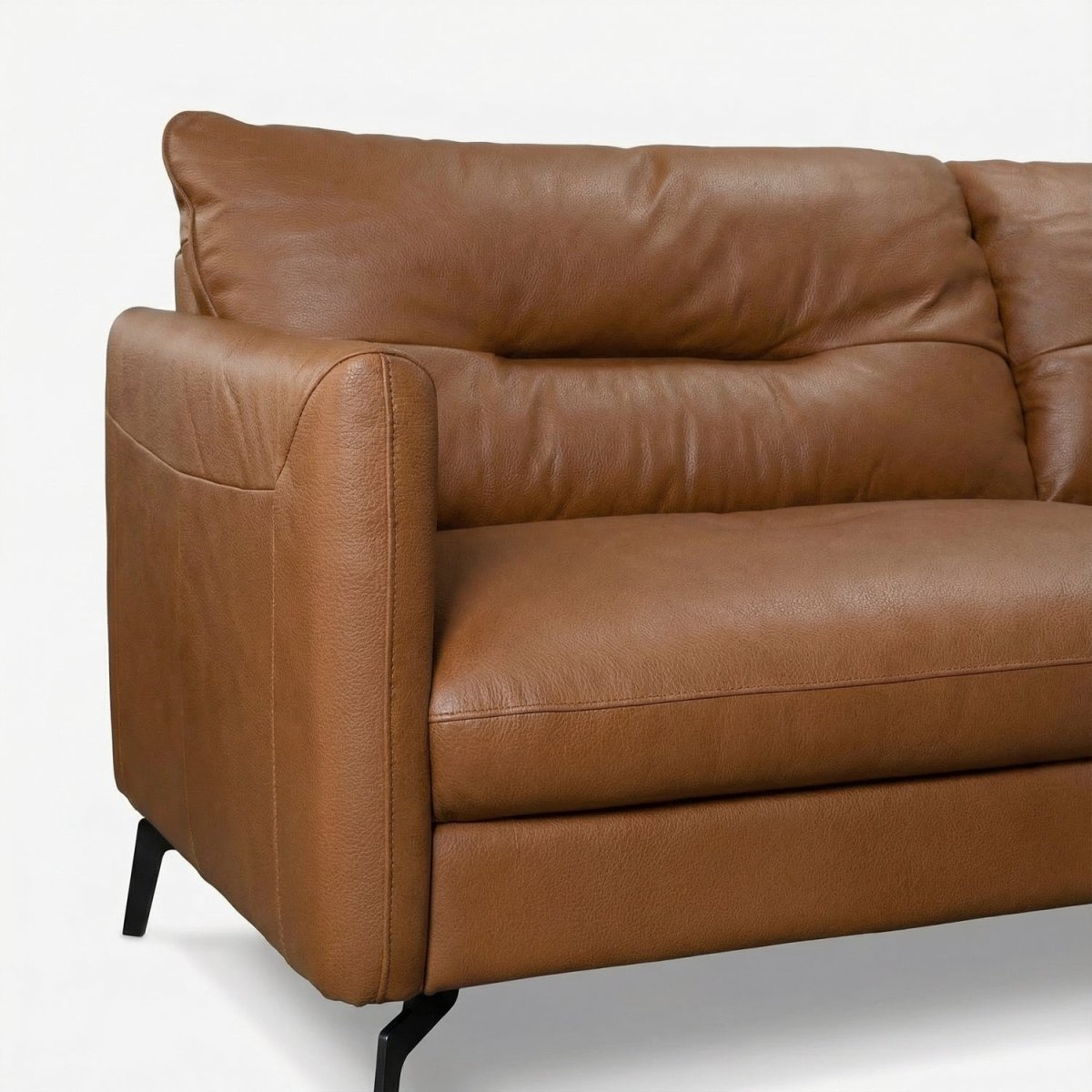 NAVLI | ספה תלת מושבית וינטאג' מרופדת בבד עור - KUALA