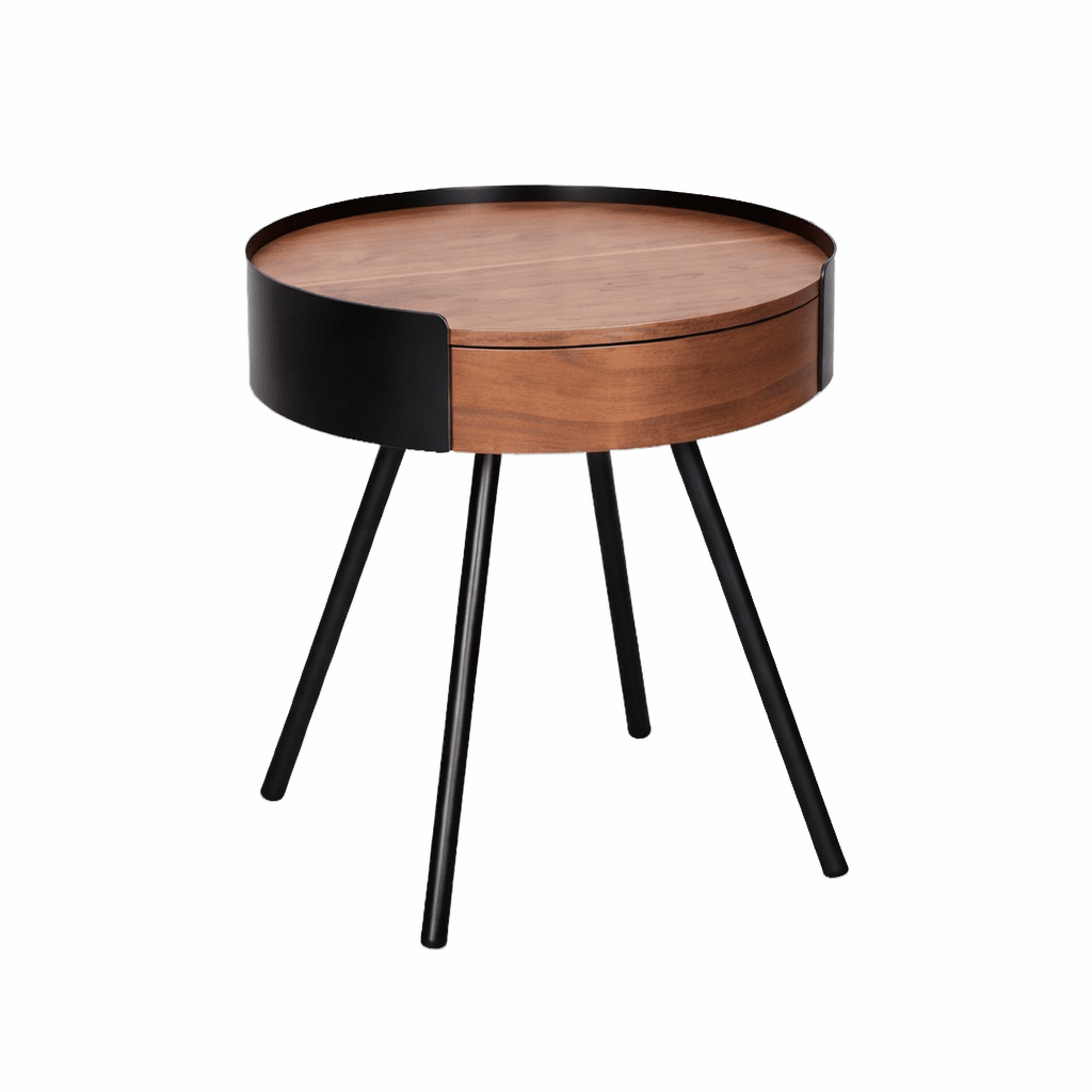 ODAN | שולחן צד עגול מפורניר ומתכת, קוטר 44 ס"מ - KUALA