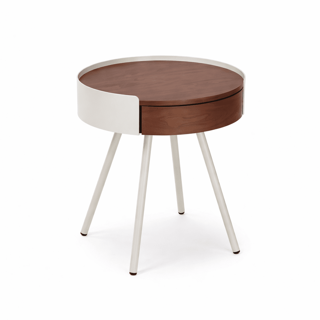 ODAN | שולחן צד עגול מפורניר ומתכת, קוטר 44 ס"מ - KUALA