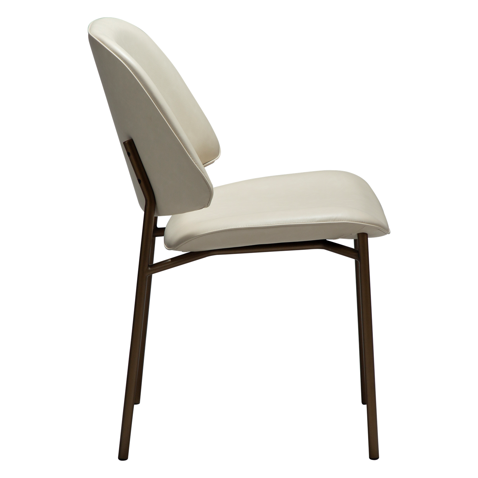 CIVARO | כיסא מרופד בבד דמוי עור בשילוב מתכת בגוון פליז