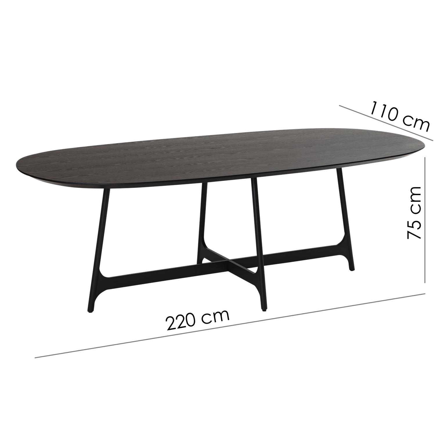 SERENO | שולחן אוכל אובלי 220/110 ס"מ, עד 10 סועדים - KUALA