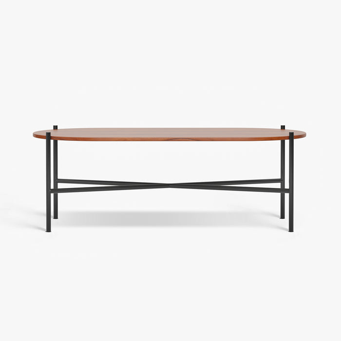 SPRINGERTON | שולחן סלון אובלי מעץ, בגוון אגוז ובשילוב ברזל
