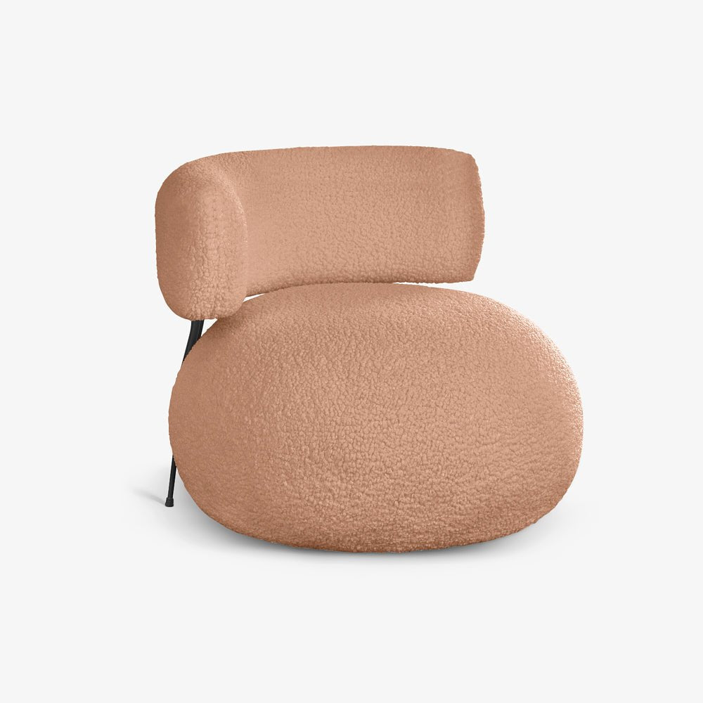 OLAV | כורסא מעוגלת עם רגלי ברזל מעוצבות, גוון קורל