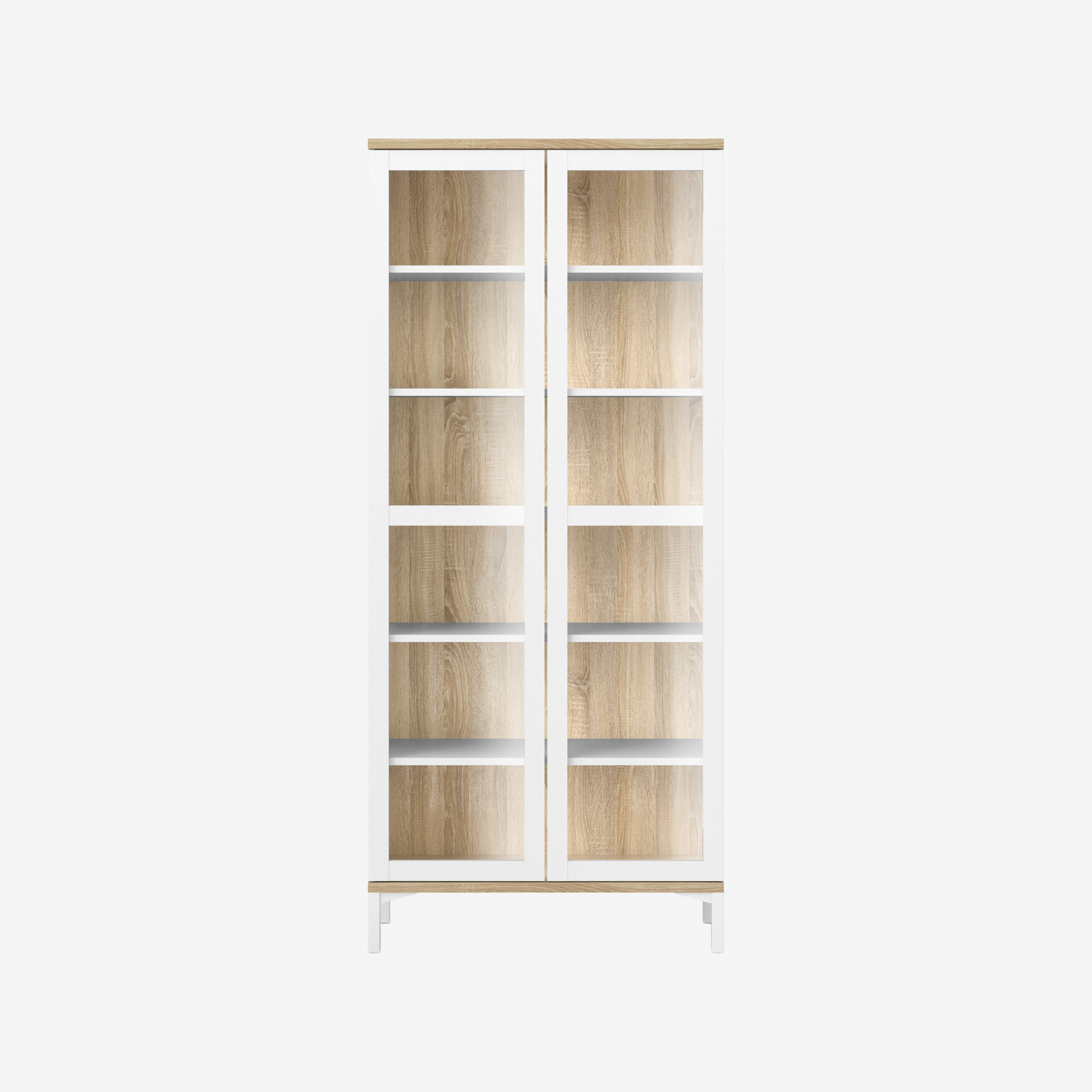 KARINO | ספריה ממלמין וזכוכית, עם מדפים סגורים