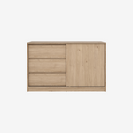 RIKES | שידת אחסון ממלמין, עם 3 מגירות ומדפים סגורים