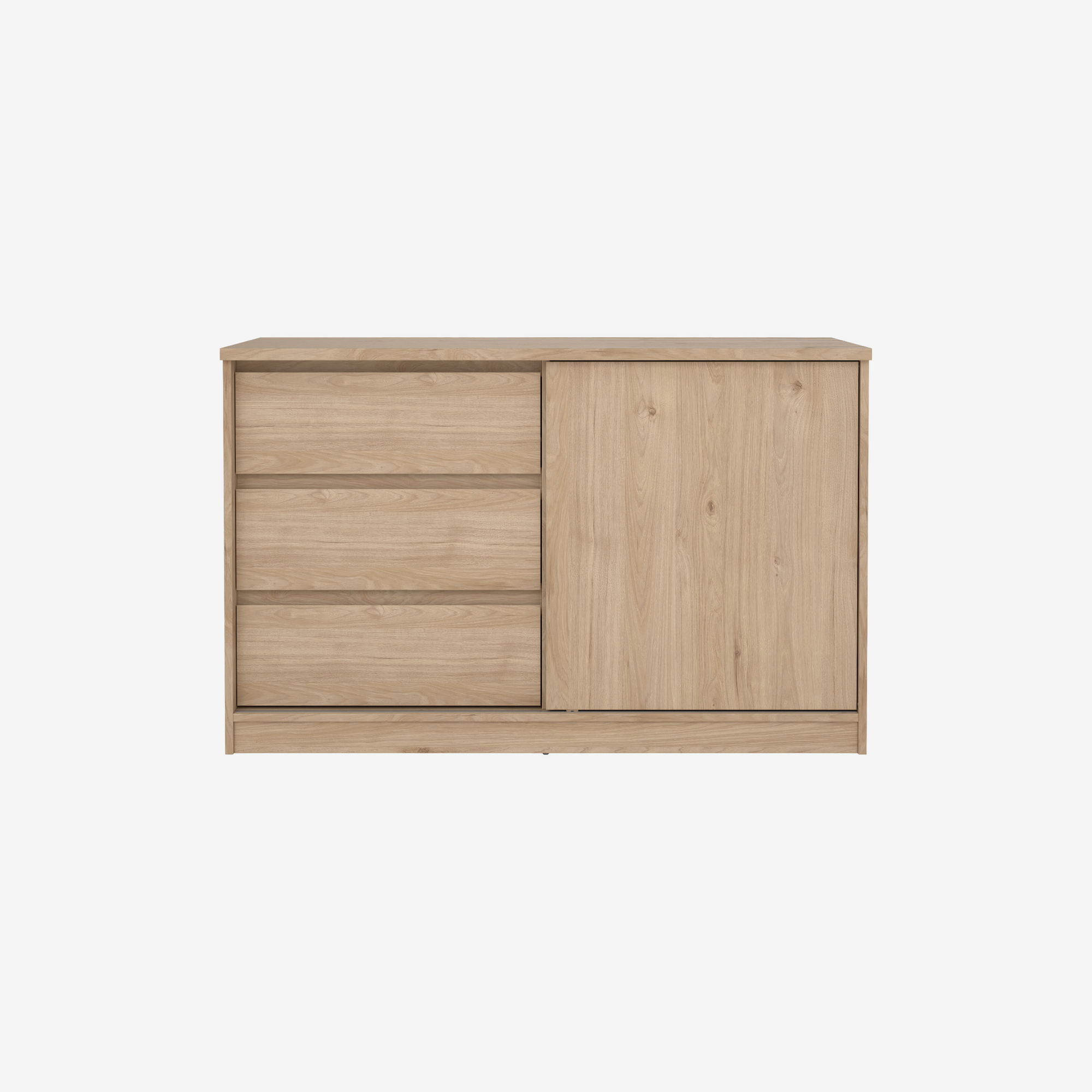 RIKES | שידת אחסון ממלמין, עם 3 מגירות ומדפים סגורים