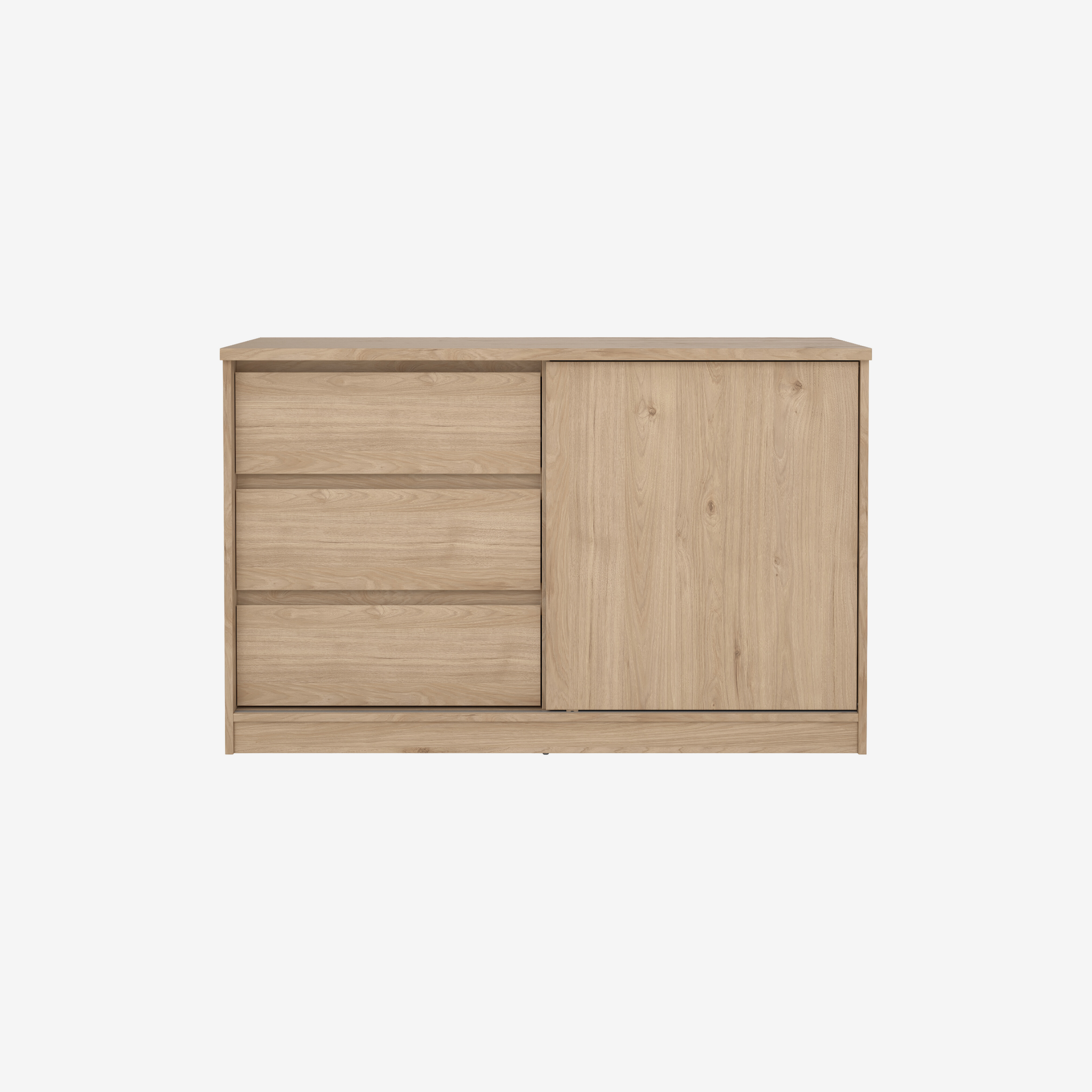 RIKES | שידת אחסון ממלמין, עם 3 מגירות ומדפים סגורים