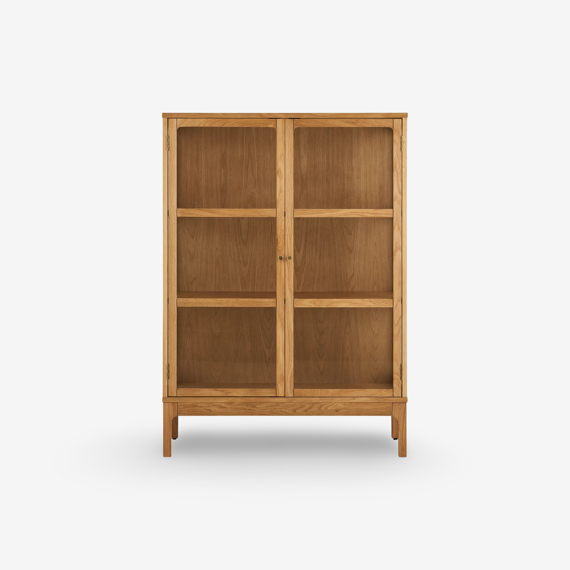 NOLSEN | שידת אחסון מעץ וזכוכית, עם מדפים סגורים