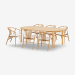 ARISKAR | שולחן אוכל עגול קוטר 120 ס"מ, נפתח ל-220 ס"מ עם 6 כסאות - KUALA