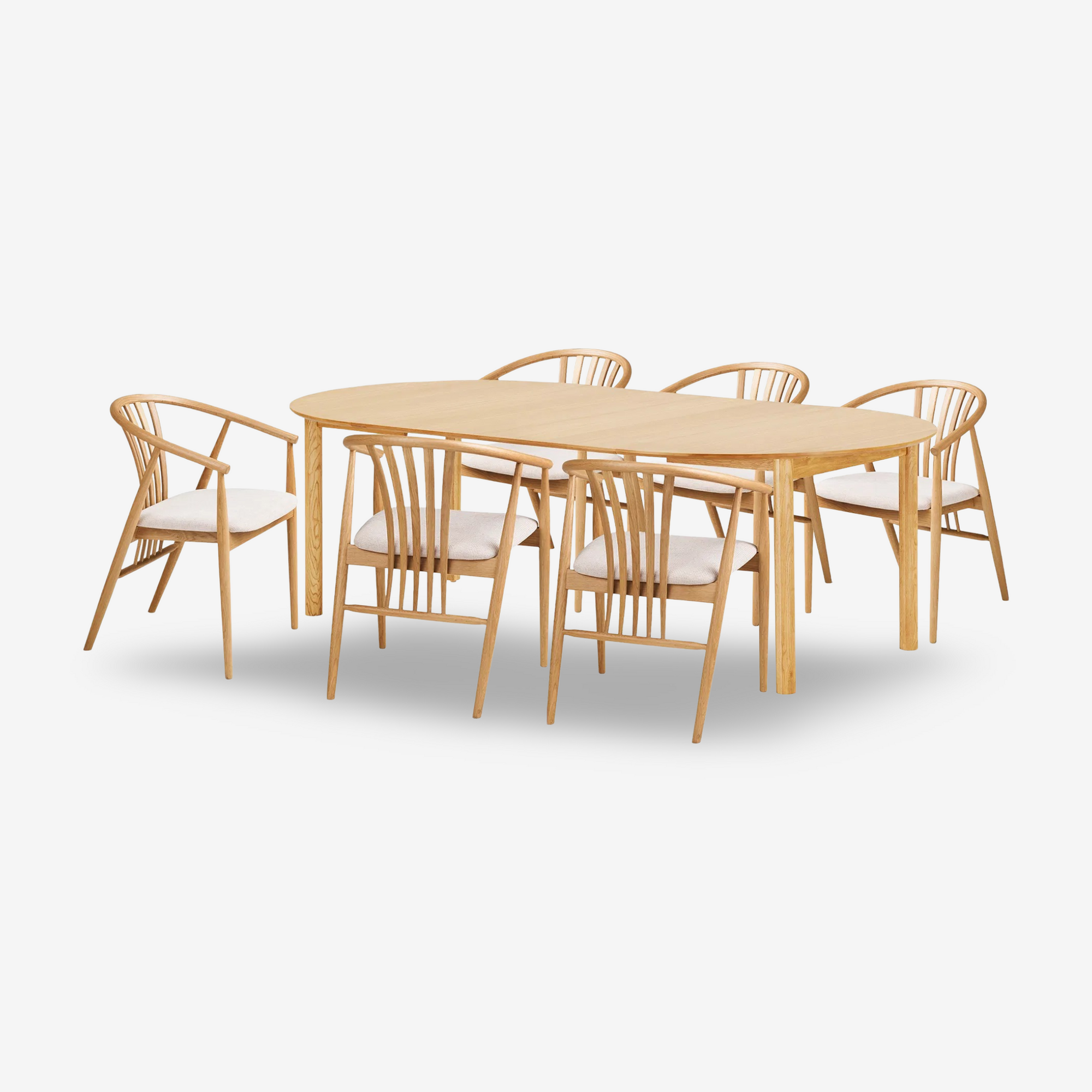 ARISKAR | שולחן אוכל עגול קוטר 120 ס"מ, נפתח ל-220 ס"מ עם 6 כסאות - KUALA