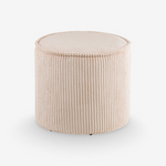 LINAS | הדום עגול מרופד בבד קורדרוי בגוון בז' - KUALA