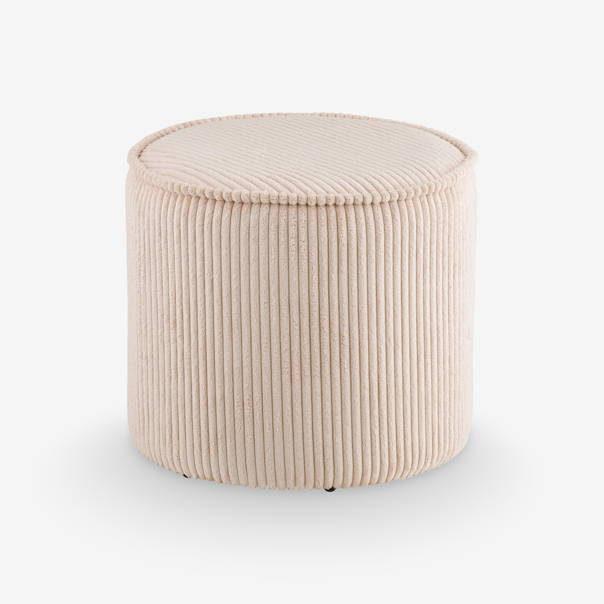 LINAS | הדום עגול מרופד בבד קורדרוי בגוון בז' - KUALA