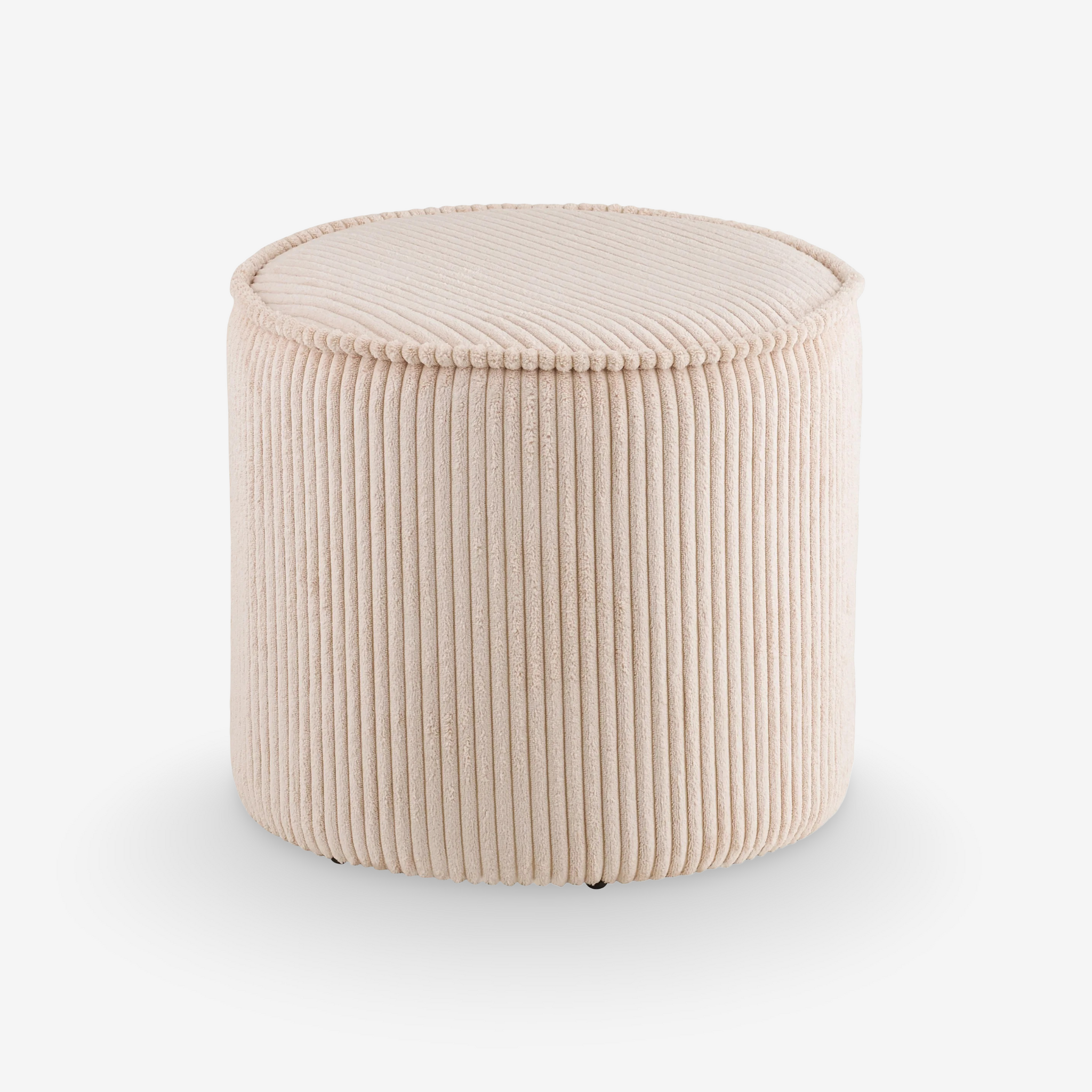 LINAS | הדום עגול מרופד בבד קורדרוי בגוון בז' - KUALA