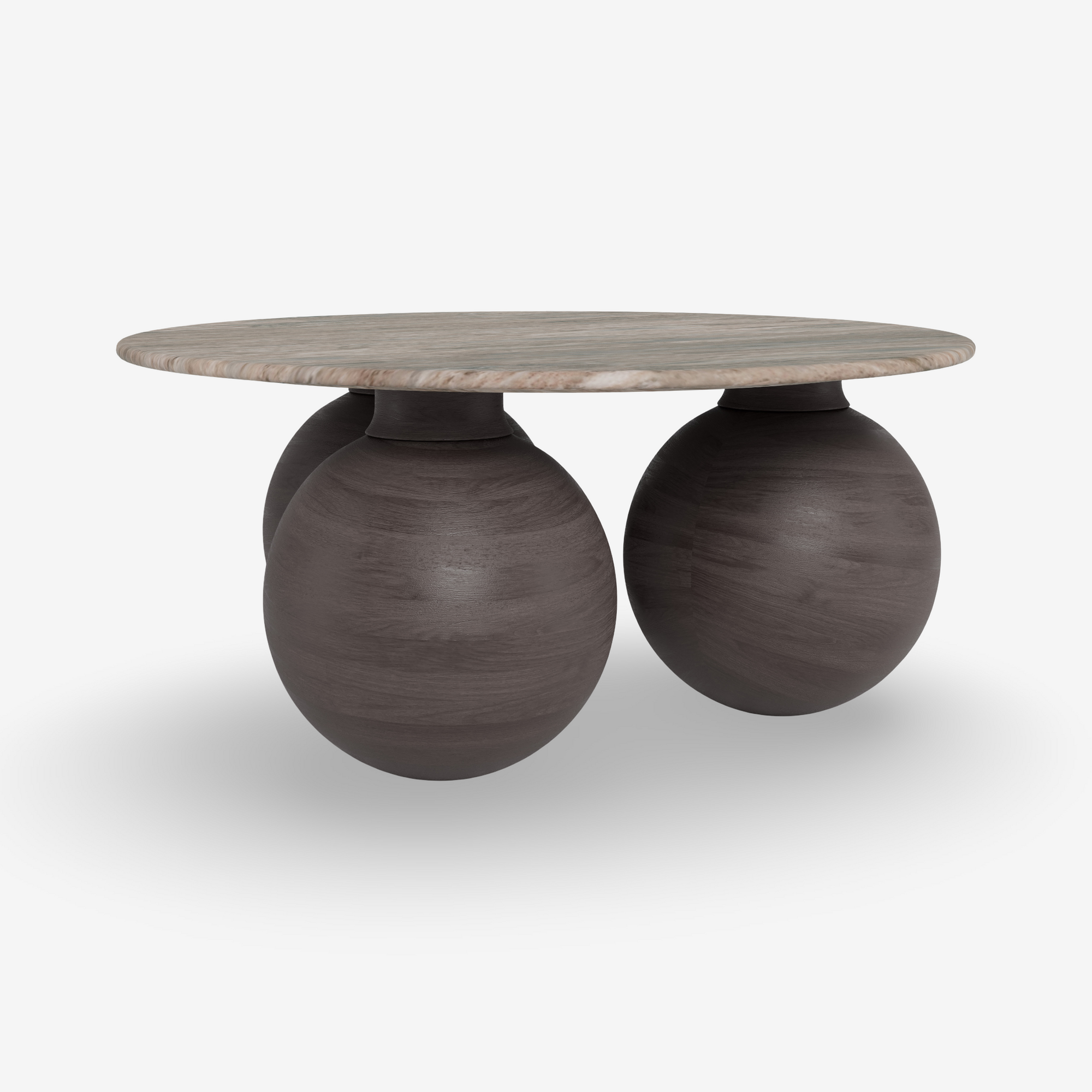 BRUNO | שולחן סלון עגול משיש ועץ מנגו, קוטר 95 ס"מ