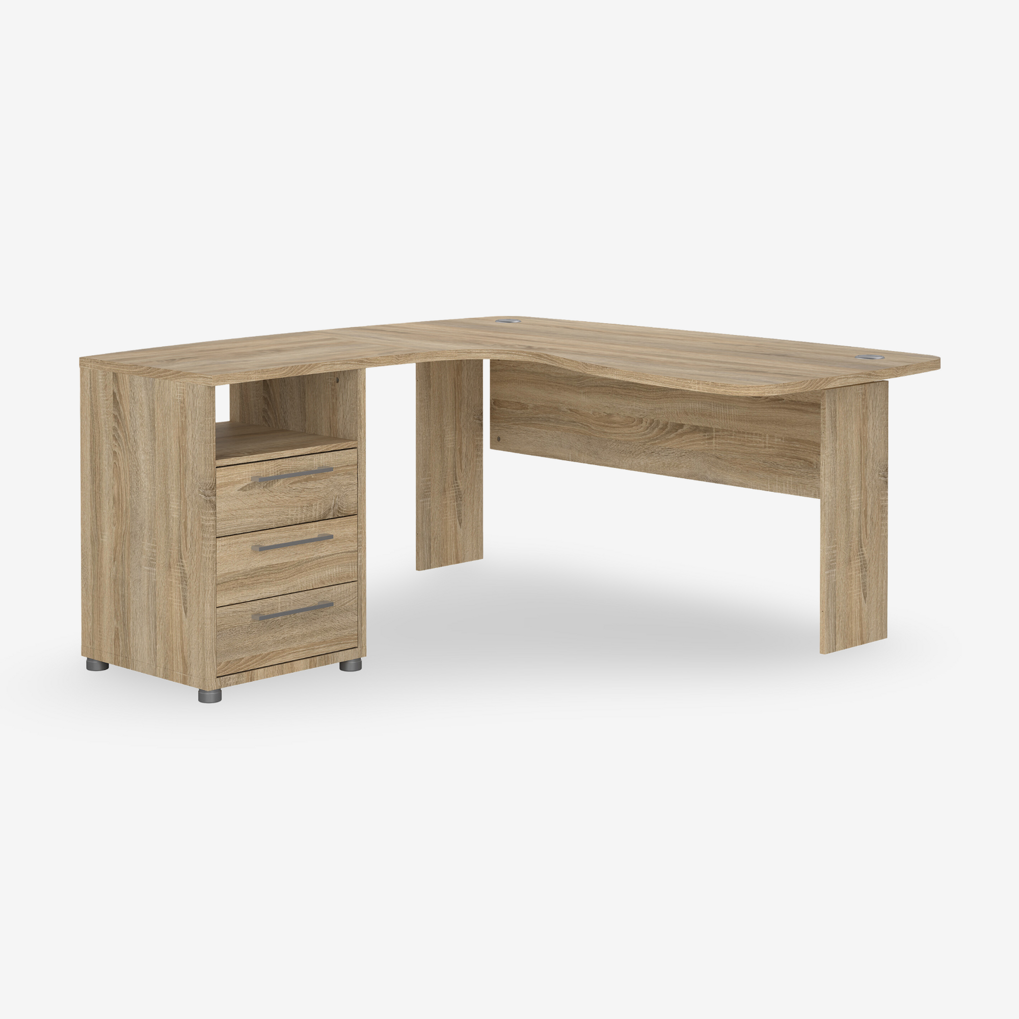 KUBE | שולחן עבודה פינתי עם 3 מגירות ומדף פתוח, 150/160 ס"מ - KUALA