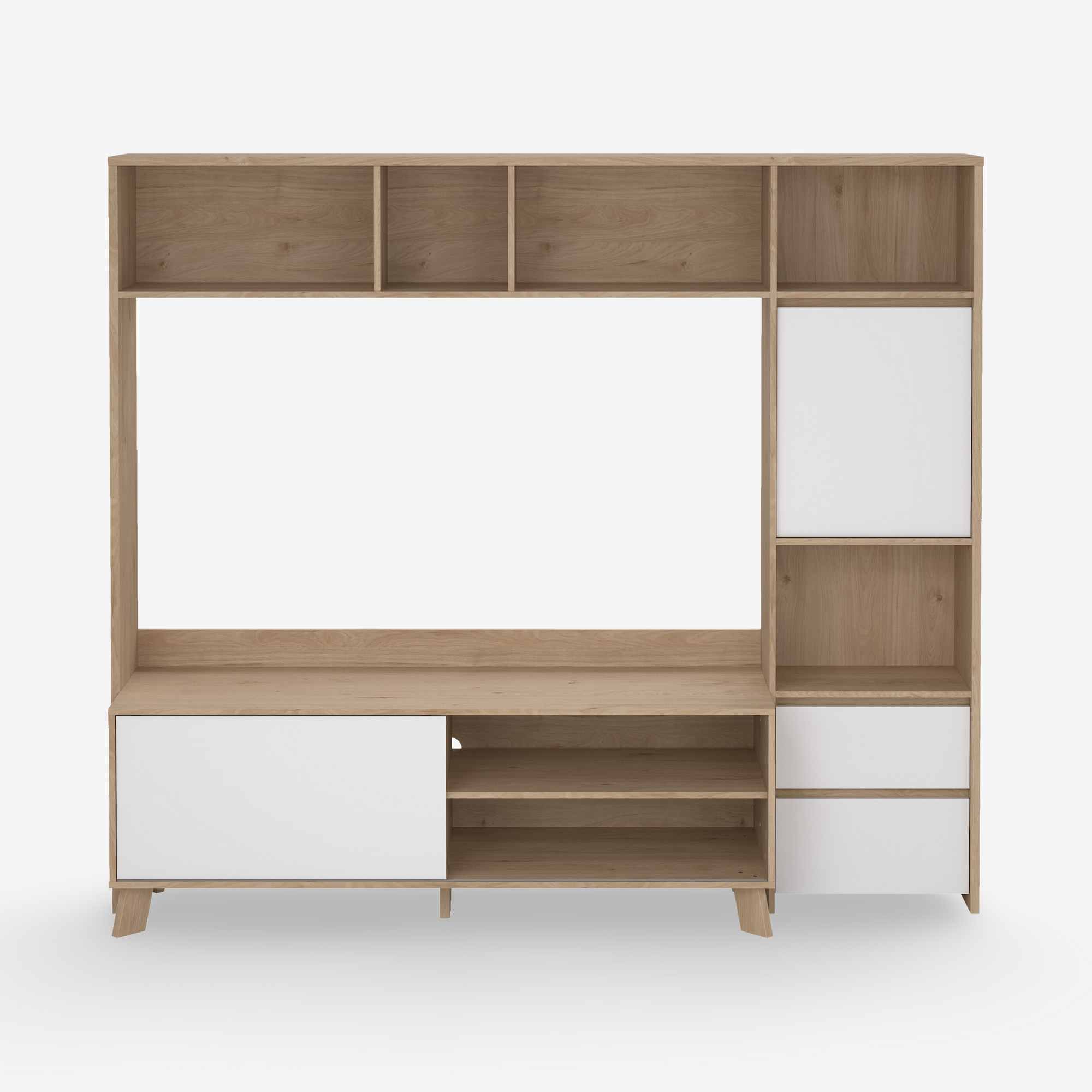 ERA | יחידת קיר לטלוויזיה עם 2 מגירות, 2 דלתות ומדפים פתוחים - KUALA