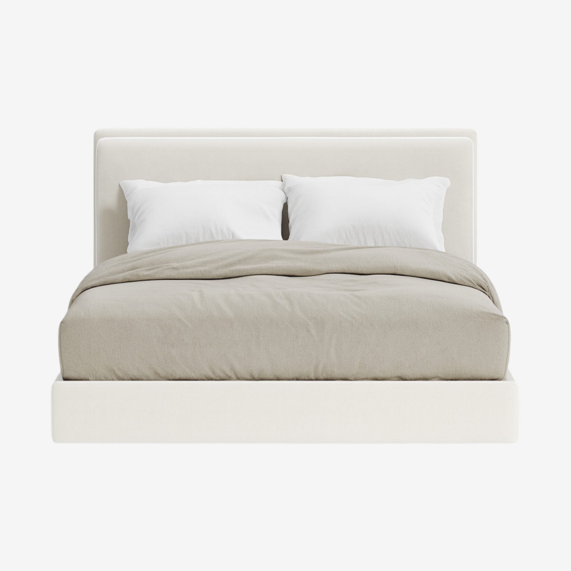 BANYAN | מיטה מרופדת בגוון שמנת עם גב כריות כפול ומעוצב