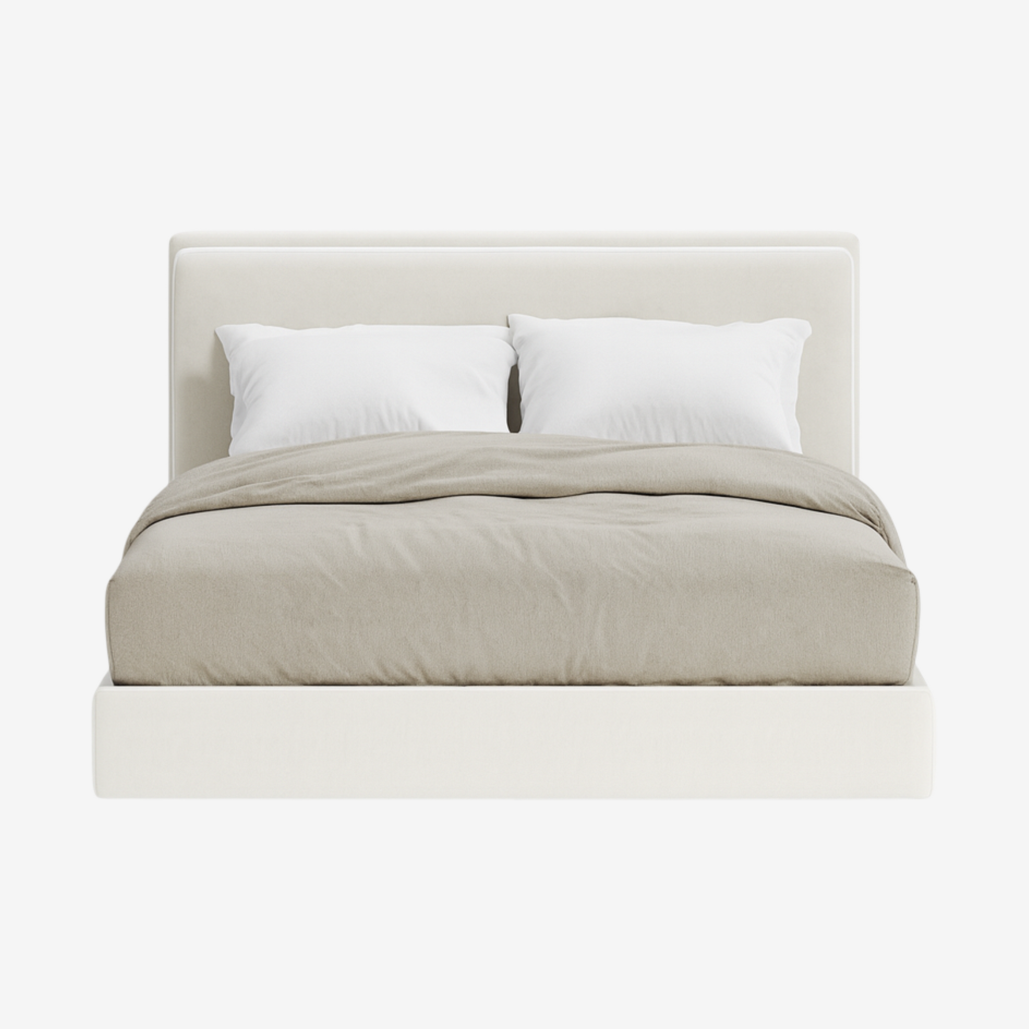 BANYAN | מיטה מרופדת בגוון שמנת עם גב כריות כפול ומעוצב