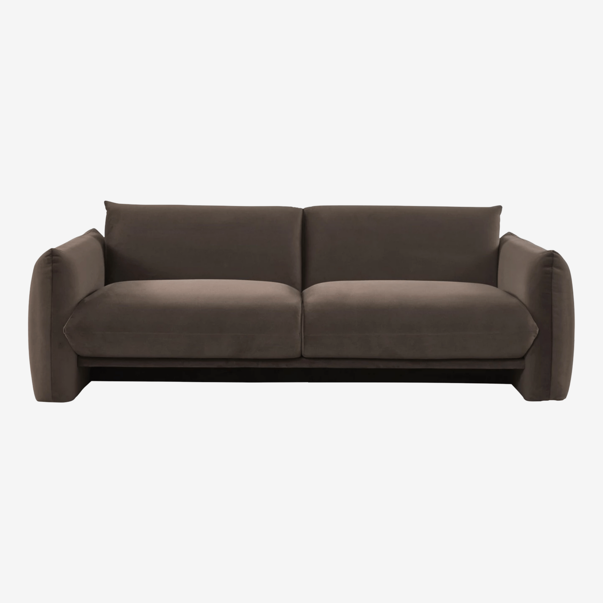 MAKUOCHO | ספה מודרנית בבד קטיפה בגוון שוקולד ברוחב 213 ס"מ