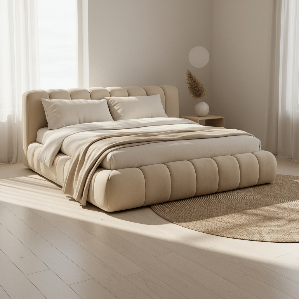 SENDER | מיטה נורדית מרופדת בבד קטיפתי - KUALA