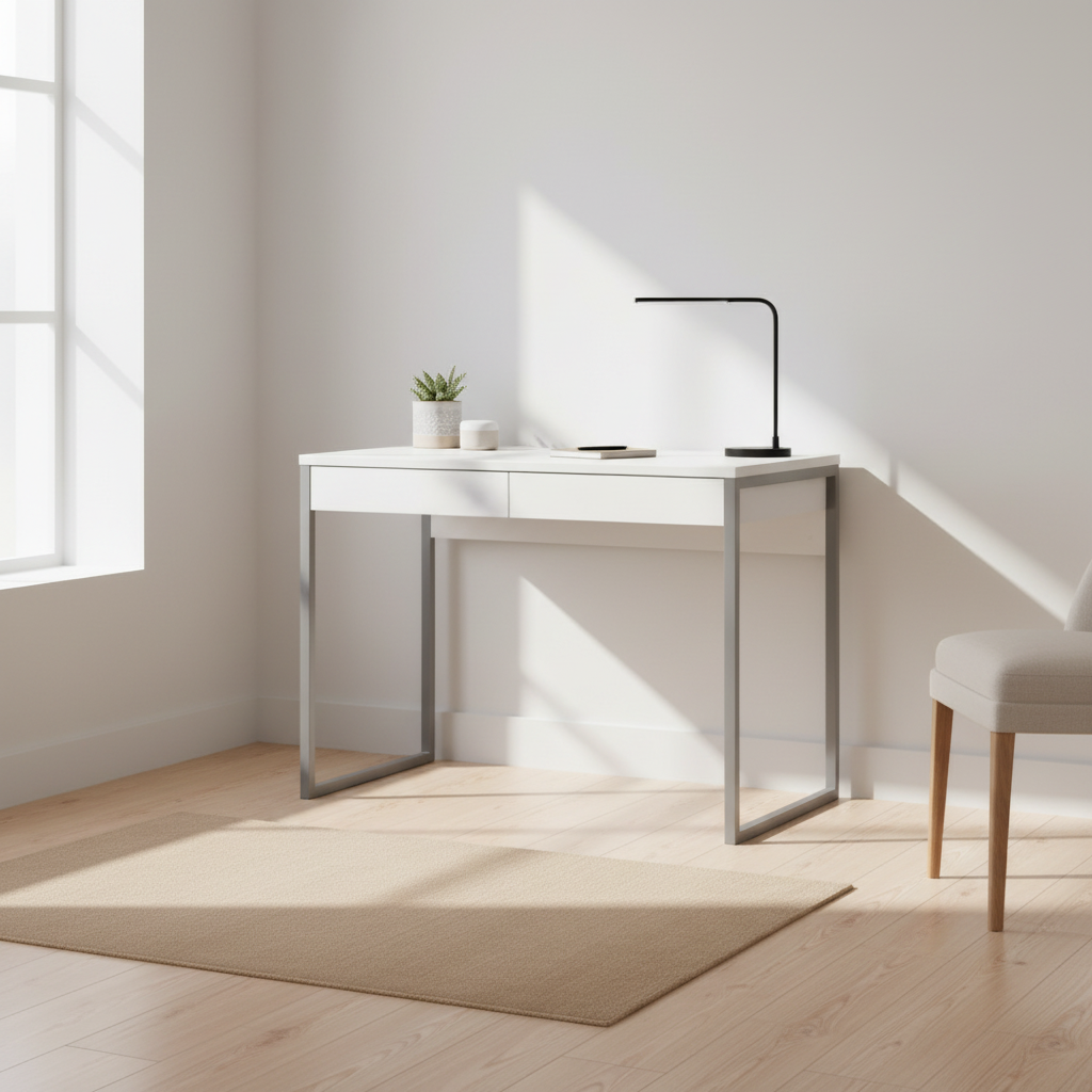 STIGNA | שולחן עבודה ממלמין ומתכת עם 2 מגירות, 102 ס"מ