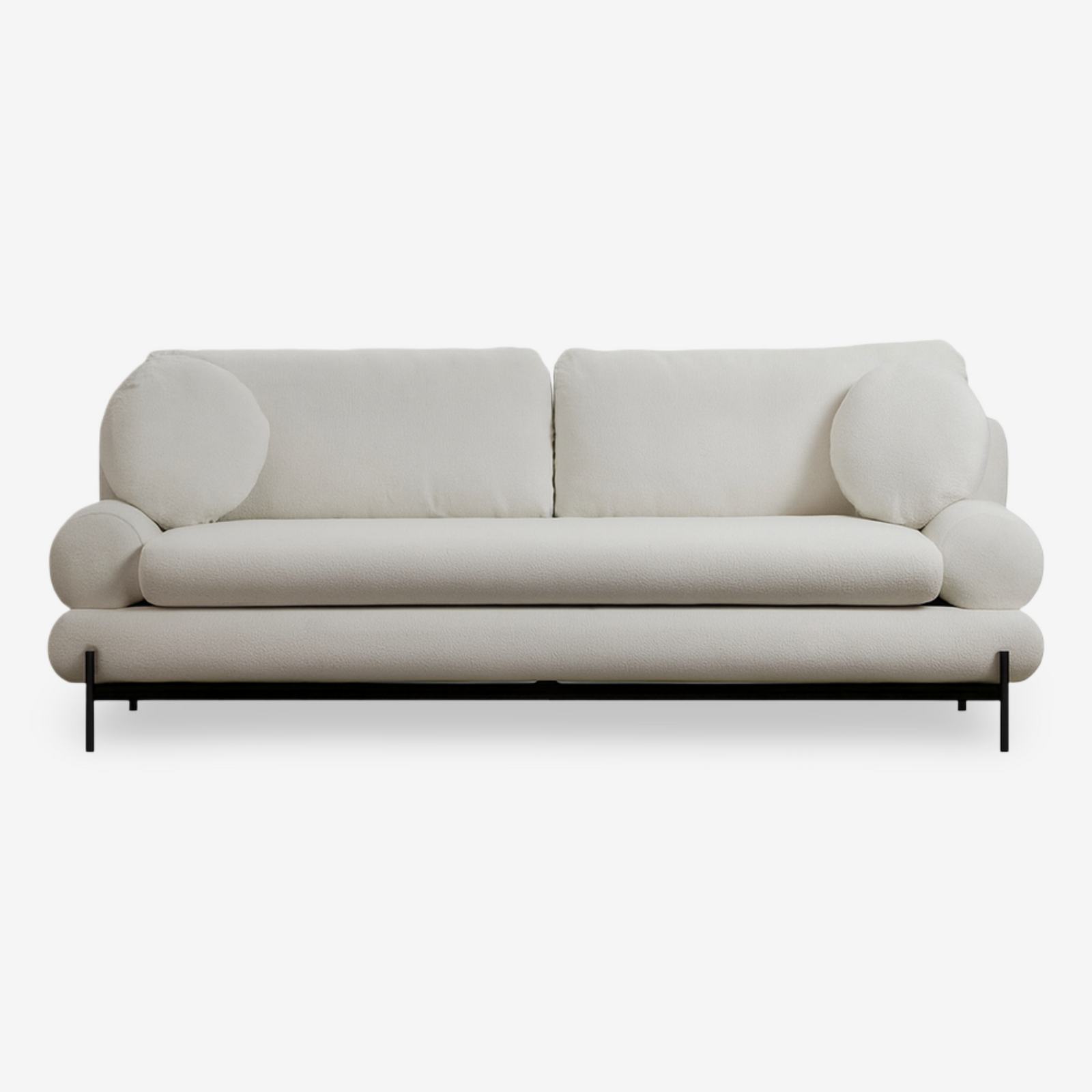 ATTILIO | ספה מרופדת בבד בוקלה בעיצוב סקנדינבי