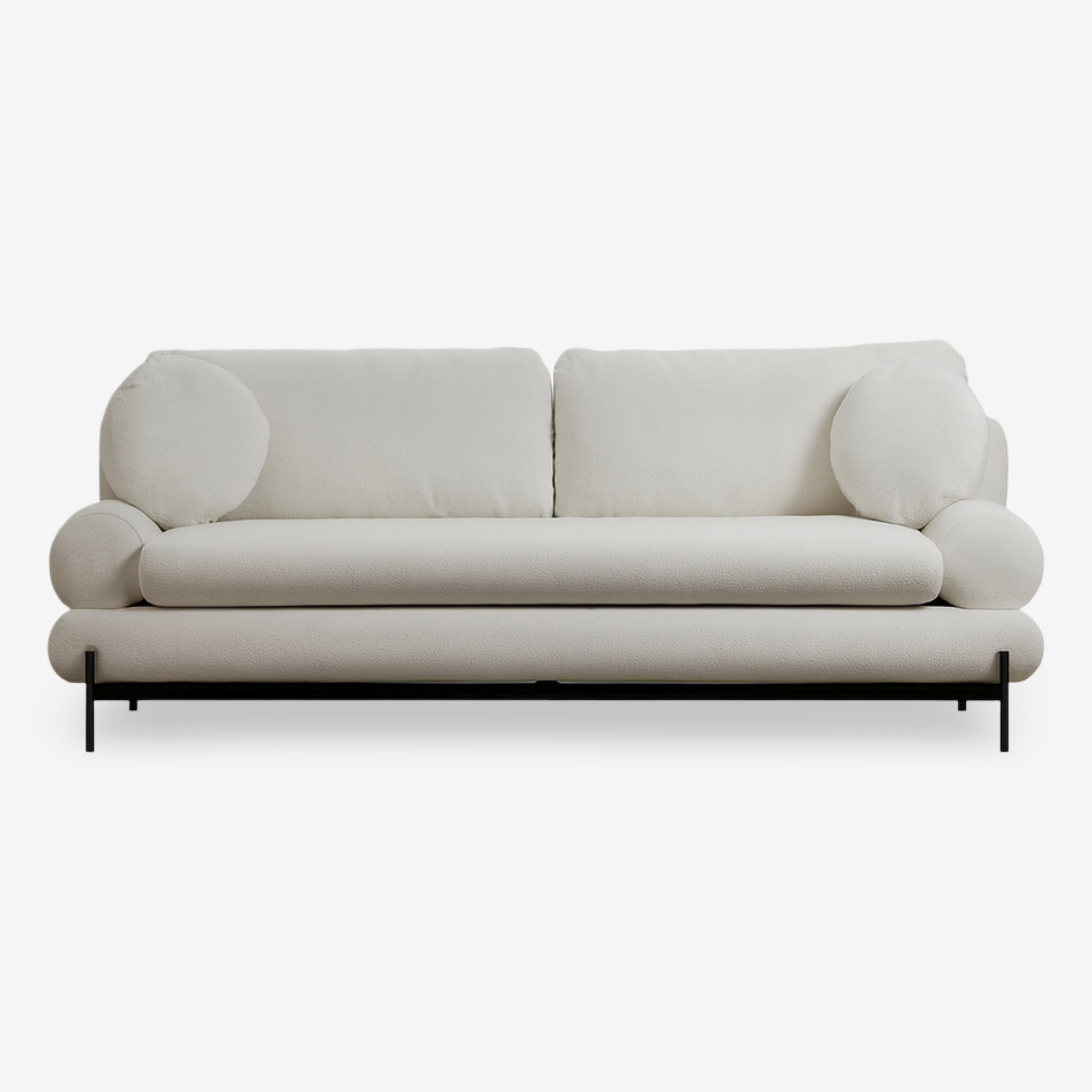 ATTILIO | ספה מרופדת בבד בוקלה בעיצוב סקנדינבי