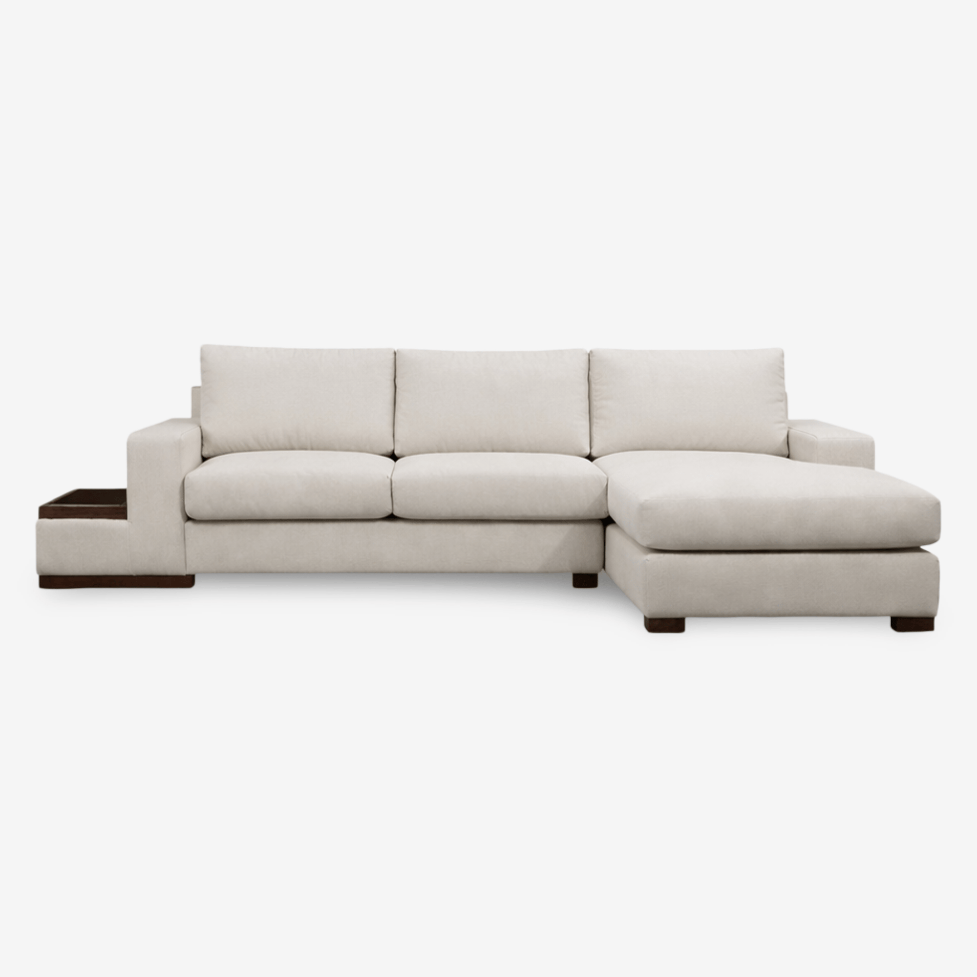 QUINCE | ספת שזלונג נורדית בשילוב מגש עץ בגוון אגוז