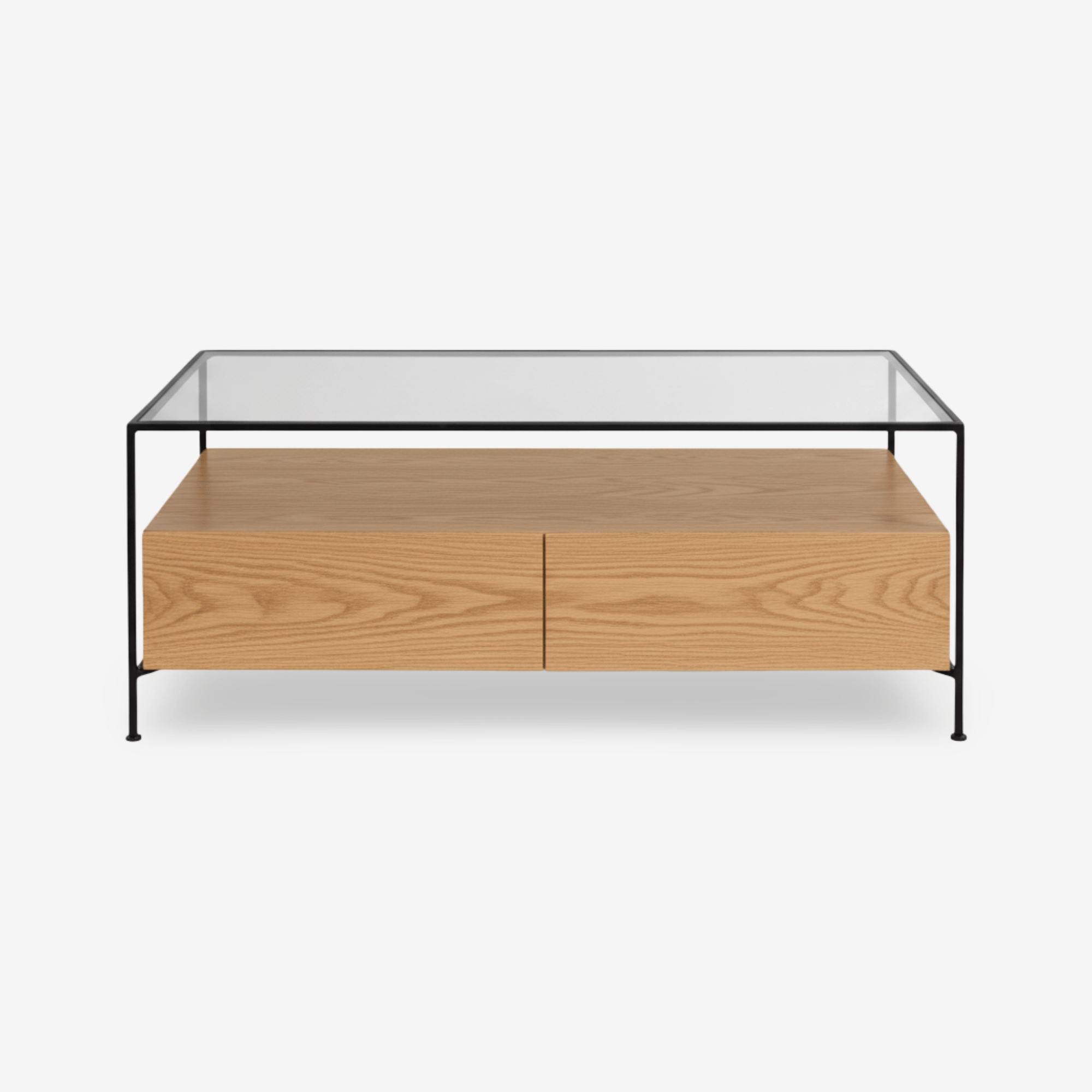 KOB | שולחן סלון מלבני מעץ, זכוכית ומתכת, מגיע בשני גדלים